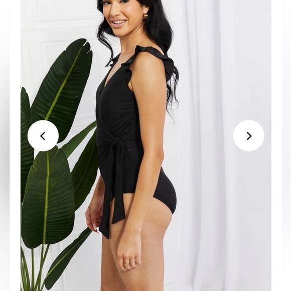 Marina West Black Wrap One Piece Bathing Suit - Picture 3 of 11